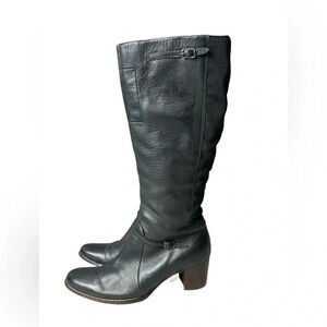 Timberland Heeled Riding Boots Contemporary Side Zipper Black Leather Size 6